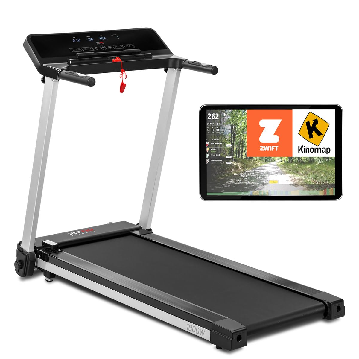 FITFIU Fitness MC-260 - Ultra kompaktes klappbares Laufband, einstellbare Geschwindigkeit bis zu 12km/h, minimalistisches Design, Lauffläche 41x122cm, max. Leistung 1800W, Pulsmesser, max. 120kg