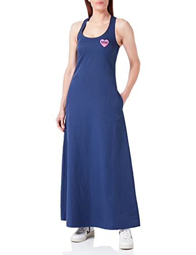 Love Moschino Women's Long with Crossed Shoulder Straps Dress, Dark Blue, 44