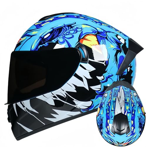 Integralhelm Mit Klappmechanismus, Modularer Motorradhelm, Integriertes Motorrad-Doppelvisier Für Männer Und Frauen, Straßenradhelm, Rennmopedhelm, DOT/ECE-Zulassung C,XXL63-64CM