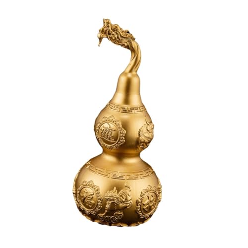 Natürliche getrocknete Kürbis-Wasserflasche, Chinesisches Kürbisornament aus Messing, Tischdekoration, Einweihungsgeschenk, Miniaturfiguren, Kürbisstatue for Tafelaufsatz, Arbeitszimmer, 18 cm(15cm)