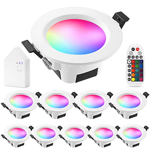 Bluetooth-Mesh LED-Einbaustrahler RGBWC (RGB+Kaltweiß + Warmweiß) Deckenleuchte, Einbauleuchte, für Bad, Wohnzimmer, Küche, KTV, Bars (10 Stück)