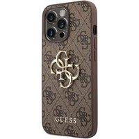 Guess PU 4G Metal Logo Case für Apple iPhone 14 Pro - brown (GUHCP14L4GMGBR)