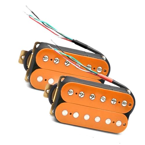 Bunter Humbucker-Tonabnehmer Für E-Gitarre, Spulen-Split-Tonabnehmer, Doppelspulen-Tonabnehmer, 4-Leiter-Kabel N-7,5K/B-15K e gitarren tonabnehmer (Color : Orange)