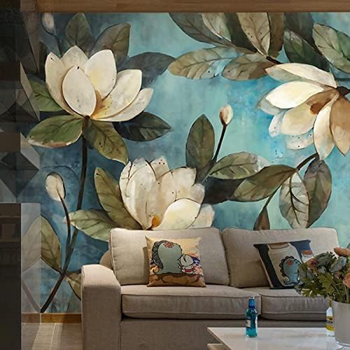 Weißer Lotus Im Vintage-Stil 3D Tapeten Wanddekoration Fototapete Sofas Wohnzimmer Wandbild Schlafzimmer-350cm×256cm