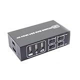 Qsvbeeqj KVM Switches Box 4 Eingänge 1 Ausgang 4 Eingangssignal Umschaltbox Für Klare Und Stabile Video Und Audioübertragung 3 USB Anschluss