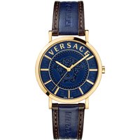 Versace Damen Armbanduhr V-Essential 40 mm Medusa mit Gravur auf dem Zifferblatt Armband Leder VEJ400321