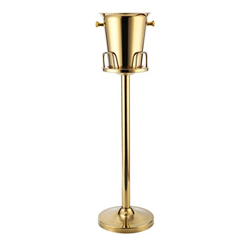 Eiskübel mit Ständer 201 Eiswürfelbehälter aus Edelstahl mit Griff for Wein, Champagner, Bier, KTV-Clubs, Barpartys, 5-Liter-Ständer, 60 cm hoch || Bronze (Color : Stand 60cm Tall, Size : Gold)