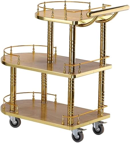 YTGDBDG Weinwagen für Zuhause, Küche, Hotel, modernes Design, 3-stöckiger Wagen auf Rädern, Servierwagen für Getränke, Bar, Catering-Wagen, Aufbewahrung | 82,5 x 77 x 40 cm