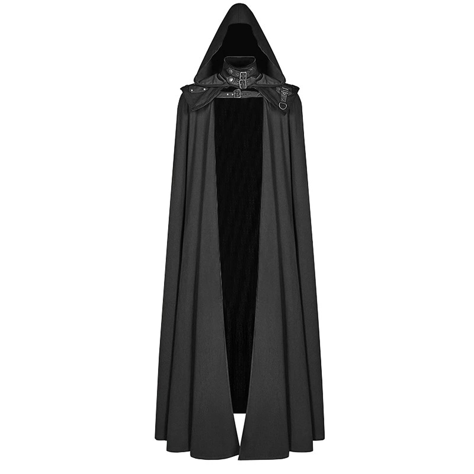 Herren Cosplay Renaissance Mittelalter Goth Pirat Vampir Hexe Umhang mit Kapuze Roben Umhang Mantel Weihnachten Halloween, Schwarz , M