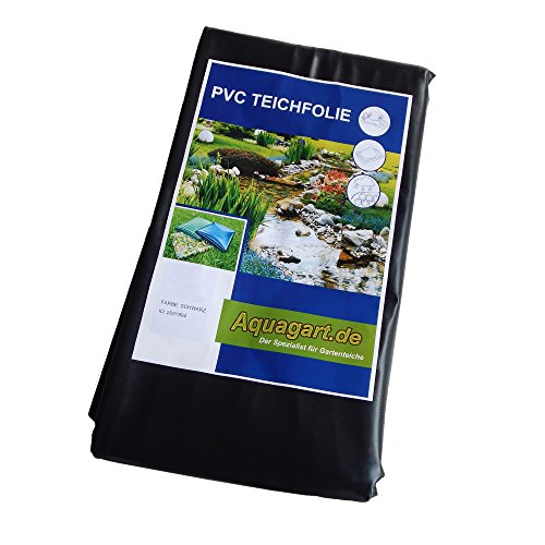 Hochwertige PVC Teichfolie 0,5mm Stärke 4m x 2m I Fisch und Pflanzenfreundlich, UV- und witterungsbeständig I Schwimmteich Folie Gartenteich schwarz I Aquagart Garten- und Teichzubehör