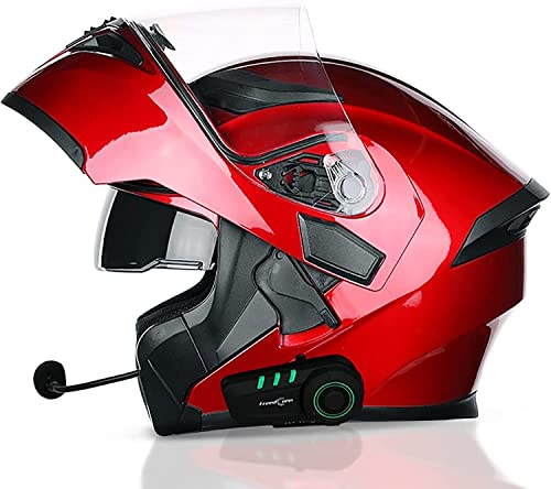 Motorradhelm-Bluetooth-Helm Motorrad Klapphelm Damen Und Herren,DOT/ECE Zertifiziert Motorradhelm Integralhelme Mit Doppelvisier,Integriert Mikrofon Für Automatische Reaktion