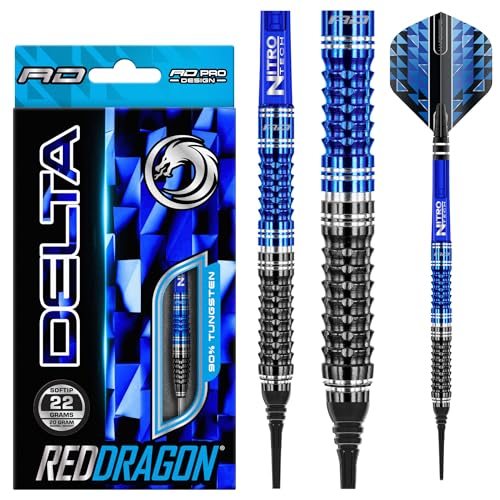 RED DRAGON Delta 1: 20g Tungsten Softip Darts Set with Flights and Stems