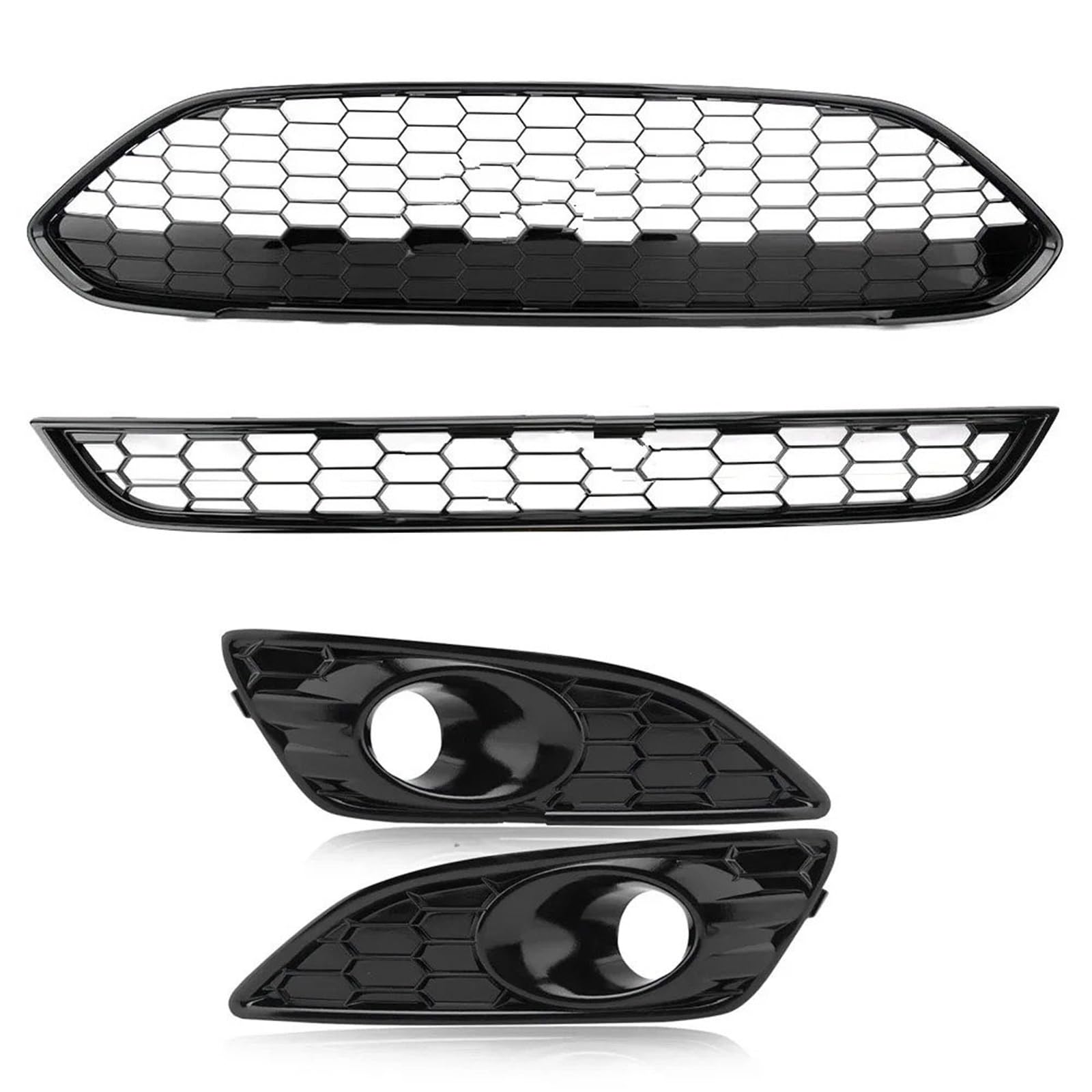 Frontgrills Für Ford Für Fiesta Für Zetec-S 2013-2017 JA8 ST Oberer Kühlergrill Front Racing Grills Sportlicher Auto-Frontstoßstangen-Mittelgrill Front Bumper Grille(4pcs)