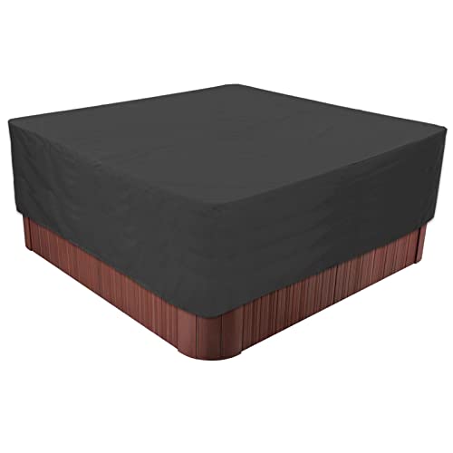 BaCover Outdoor Whirlpool Abdeckung, 210D Oxford-Gewebe Schutzabdeckung für Spa Wasserdicht UV-Schutz Pool-Abdeckung Quadratische,Schwarz,220x220x90cm