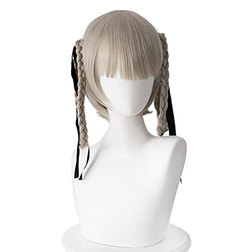 Anime Kakegurui Kirari Momobami 35cm Kurze Graue Zöpfe Styled Fake Hair Kostüm Cosplay Perücke + Perückenkappe