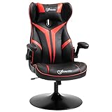 Vinsetto Gaming Stuhl ergonomischer Computerstuhl mit Wippfunktion Drehstuhl höhenverstellbar Stahl Schwarz+Rot 67 x 70 x 106-112 cm