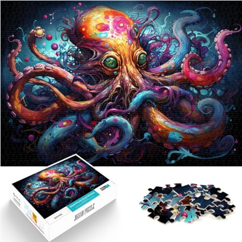 Puzzle, Lernspiele, farbenfrohes Fantasie-Oktopus-Kunst-Puzzle für Erwachsene, 1000 Teile, Holzpuzzle, 1000 Teile (50 x 75 cm)