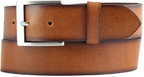 BELTINGER Herren-Gürtel aus Vollrindleder Vintage-Look 4 cm | Jeans-Gürtel für Herren 40mm | Mit geschwärzten Kanten | Cognac 95cm