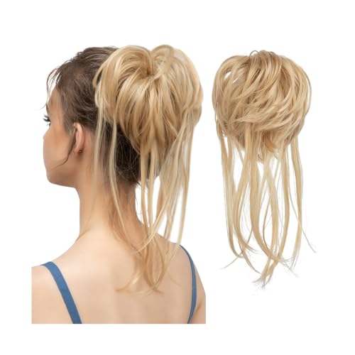 Haarteile Haarknoten Synthetische elastische Messy Bun-Haarteile, lockiges Haargummi, schwarz, blond, braun, Chignon-Band, Hochsteckfrisur, Donut for Frauen, natürliches Kunsthaar Brötchen Haare(Light