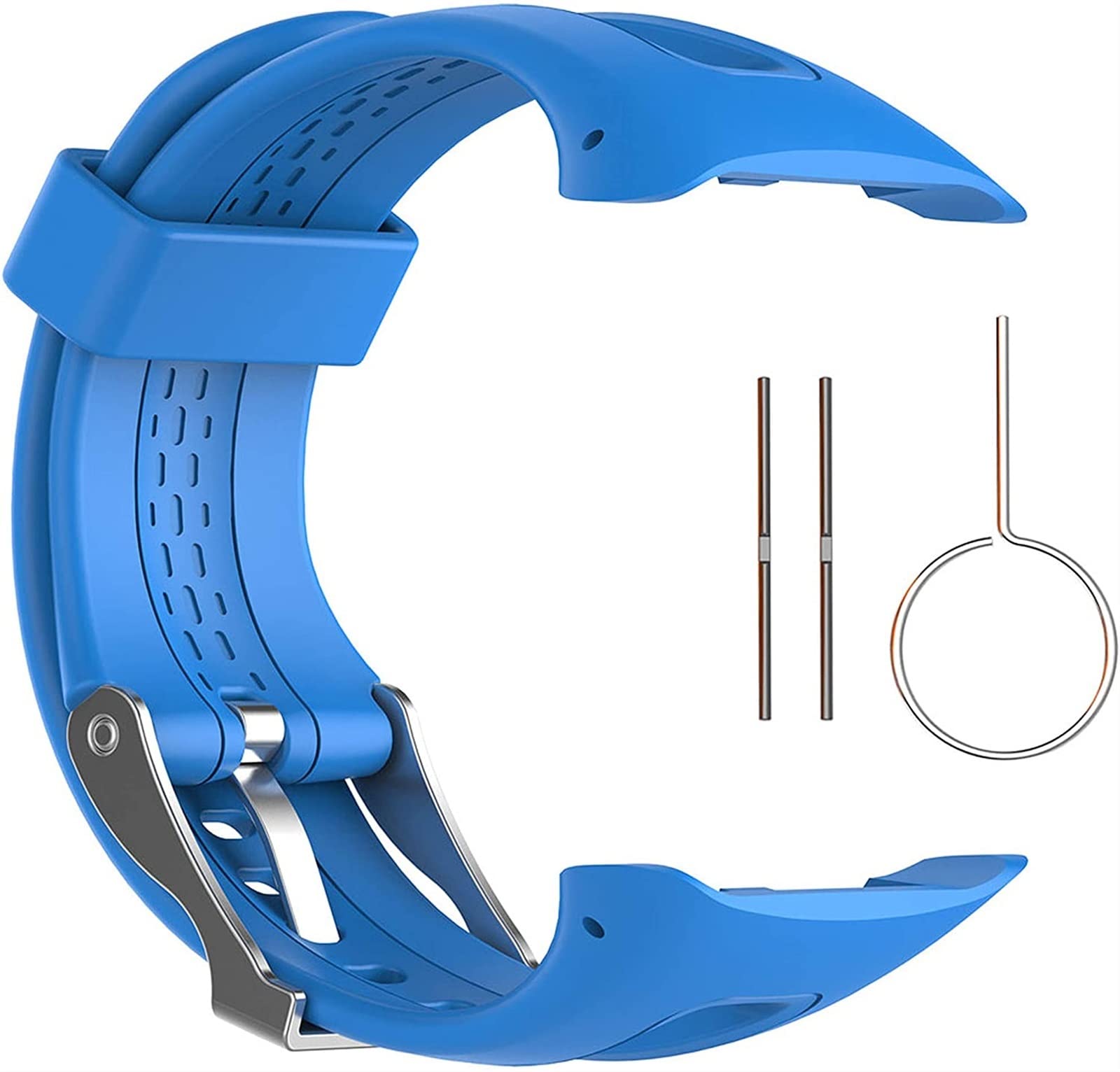 LOUPKC MINGSHAN Uhrenarmband kompatibel mit Forerunner 10 15 GPS-Sportuhr, weiches Silikon, klein, groß, Ersatzarmband(Color:Blue,Size:S size)