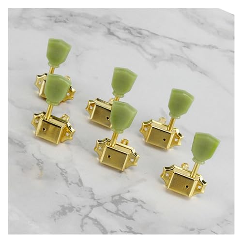 Strings Tuning Pegs Mechaniken Für Gitarre 3L3R Imitation Jade Rautenförmiger Griff E-Gitarre Halbgeschlossener bilateraler Spindelstock-Tuner (Color : 2)