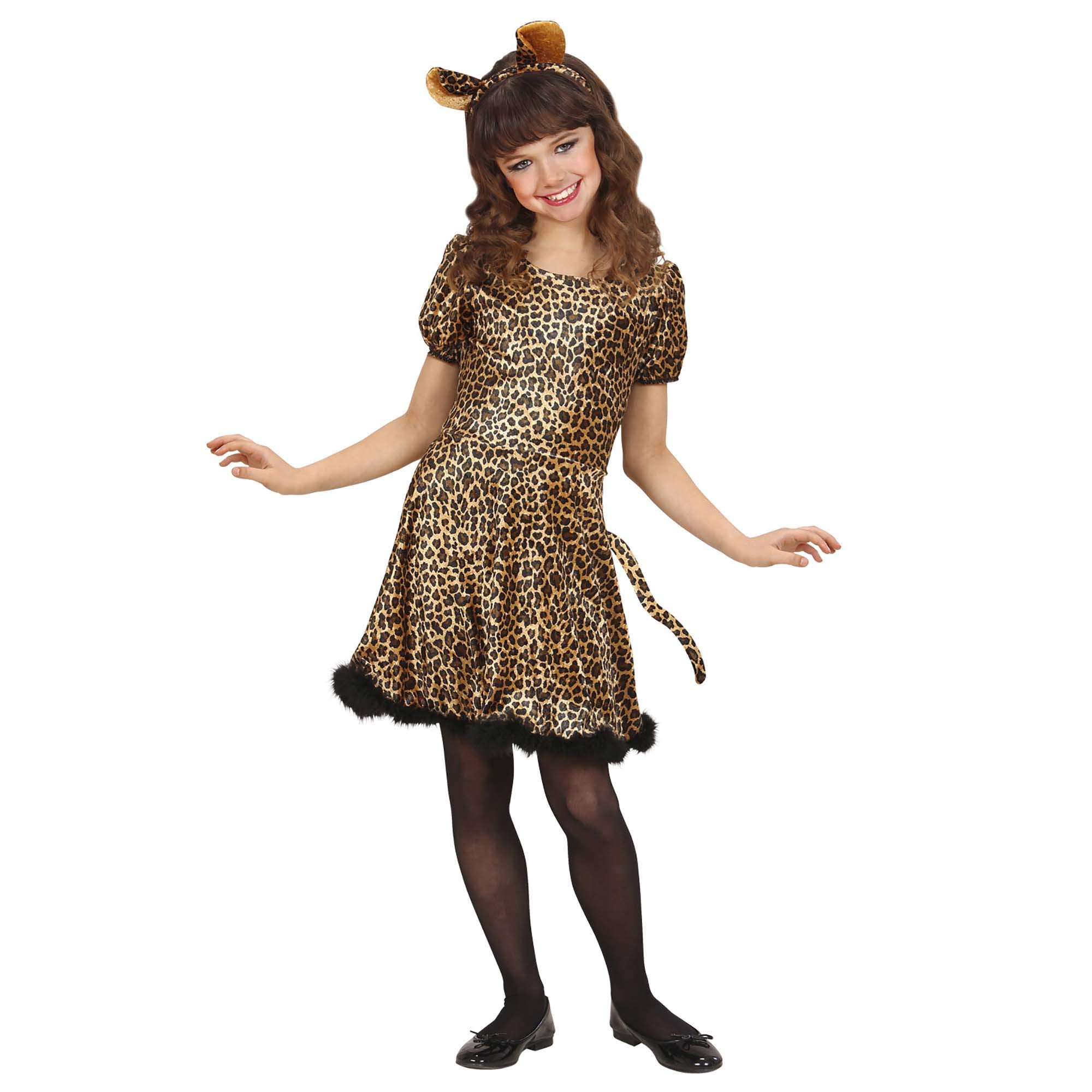 Widmann - Kinderkostüm Leopard, Kleid mit Schwanz, Ohren, Karneval, Mottoparty