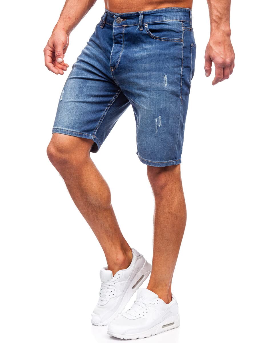 BOLF Herren Kurze Jeanshose Shorts Bermudas Jeans Short Kurze Hose Cargo Cargoshorts Destroyed Used Look Denim Stretch Freizeithose 5819 Dunkelblau L [7G7]