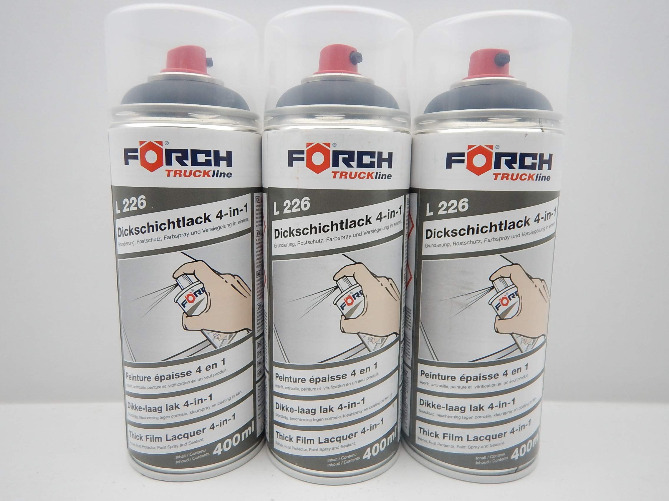 FORCH 4 in 1 IC444 GRAUSCHWARZ DICKSCHICHTLACK LACK SPRAY SPRAYDOSE 400ML (3)