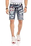 Cipo & Baxx Herren Kurze Hose Jeans Bermuda Shorts Denim Destroyed Nieten CK255 Blau W29