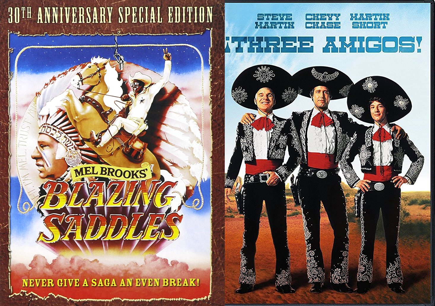 Blazing Saddles Special Edition & Three Amigos DVD Western Comedies Bundle Double Feature 2 Movie Set