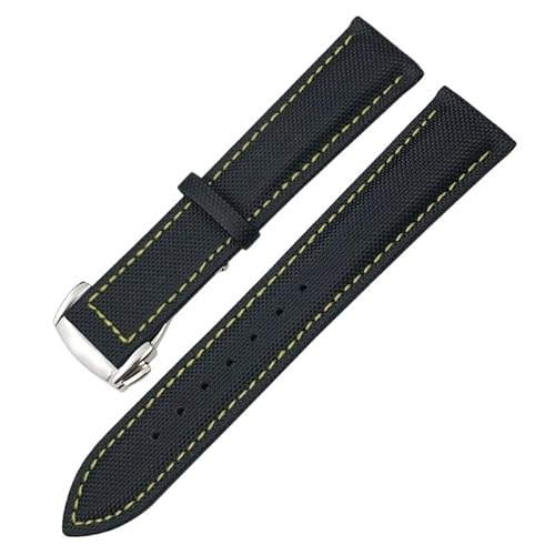 IOTUP Uhrenarmband aus hochdichtem Nylon-Leder, 19 mm, 20 mm, 21 mm, 22 mm, passend für Omega X Watch, Seamaster Speedmaster AT150 De Ville Seiko, Stoff-Uhrenarmband, 19 mm, Achat