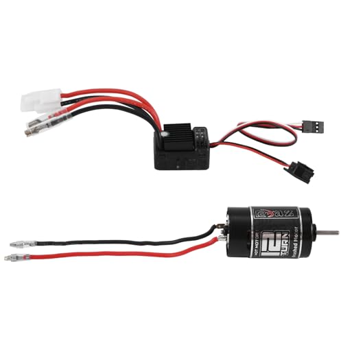 Qhpnunhq 550 Brushed Motor 12T mit 1060 Brushed ESC 60A 2-3S LiPo Wasserdichter Elektrischer Geschwindigkeitsregler für RC 1/10 Crawler Autoteile Zubehör