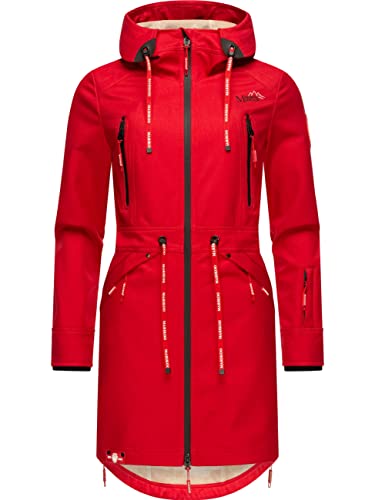 MARIKOO Damen Softshelljacke Parka Übergangsjacke Regenjacke mit Kapuze Racquellee Red Gr. S