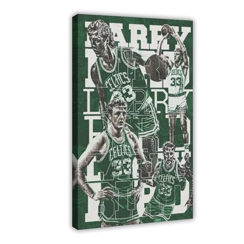 HACERR Larry Bird – Kunstdruck – Basketball – Sportposter auf Leinwand, Poster, Wandkunst, Dekordruck, Bild Gemälde für Wohnzimmer, Schlafzimmer, Dekoration, 40 x 60 cm