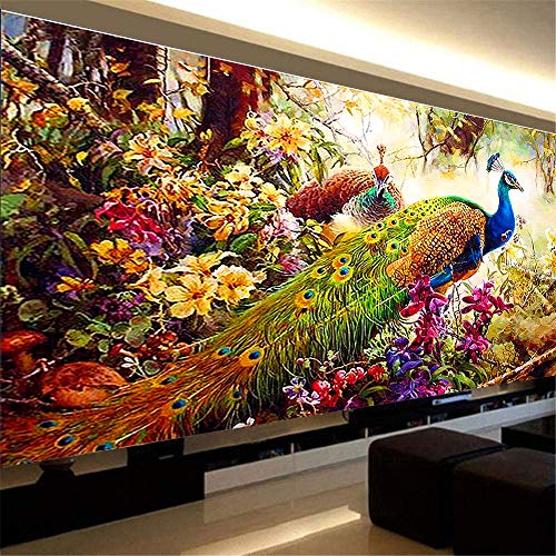 Nicole Knupfer 5D Diamond Painting Rhinestone Pfau Diamant Painting Kit Handwerk Malerei DIY Mosaik Bild Handarbeit Basteln Wohnkultur (120X70cm)