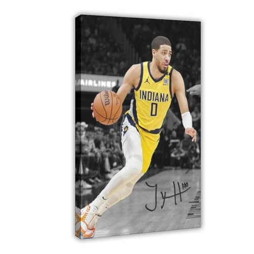 Tyrese Haliburton Indiana Pacers Signiertes Foto Autogramm Druck Poster Wandkunst Wohnkultur Leinwand Poster Wandkunst Dekor Druck Bild Gemälde für Wohnzimmer Schlafzimmer Dekoration 40 x 60 cm