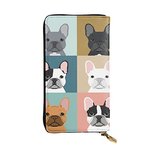 DMORJ Französische Bulldogge, niedliches Leder, lange Clutch-Brieftasche: 19 x 10 cm, bequem, leicht, wasserdicht, langlebig, schönes Geschenk, Schwarz, Einheitsgröße, Schwarz , Einheitsgröße