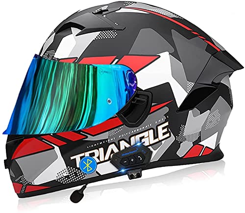 Klapphelm Bluetooth Motorradhelm Integralhelm Für Damen Herren,ECE/DOT Genehmigt Motorrad Integrierter Bluetooth-Helm Motorrad Full Face Helm Rollerhelm Mit Doppelvisier