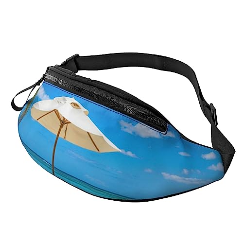 HSJFS Modische Hüfttasche mit rotem Totenkopf-Motiv, verstellbarer Gürtel, lässige Brusttasche, White Beach Tropical Sea, Einheitsgröße