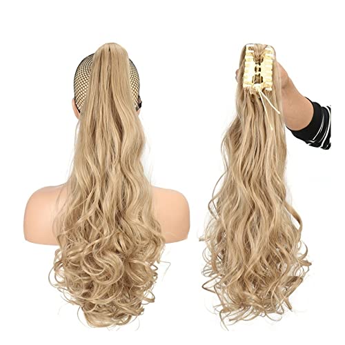 Pferdeschwanz Haarteil 55,9 cm gewelltes Pferdeschwanz-Haar mit Klaue, Clip-in-Haarverlängerung, hitzebeständige Faser, Pferdeschwanz-Haarteil for Frauen und Mädchen, Verlängerung, synthetisches, lang