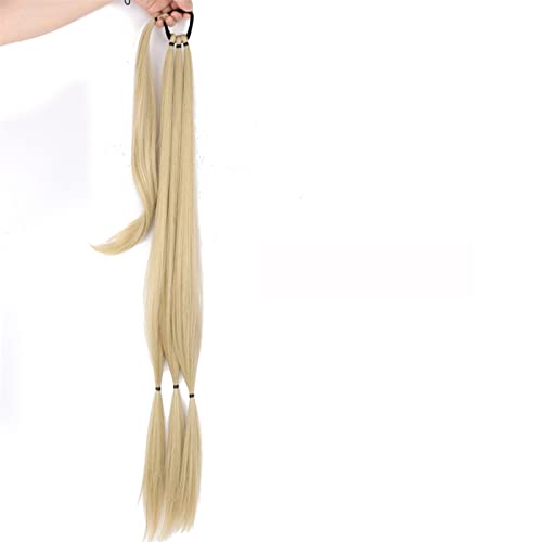 Pferdeschwanz Haarteil Elastisches Band for Frauen, synthetische lange geflochtene Pferdeschwanz-Haarverlängerungen, 85 cm, natürliches blondes Geflecht, Pferdeschwanz mit Haaren Pferdeschwanz Haarver