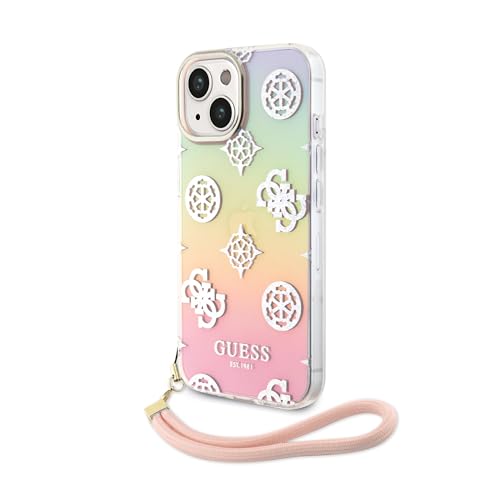 CG MOBILE Guess Schutzhülle für iPhone 15 Zoll (38,1 cm), IML-Hülle mit rosa Kordel, kratzfest, bequem und langlebig, Hartschale mit zugänglichen Anschlüssen, Stoßdämpfung