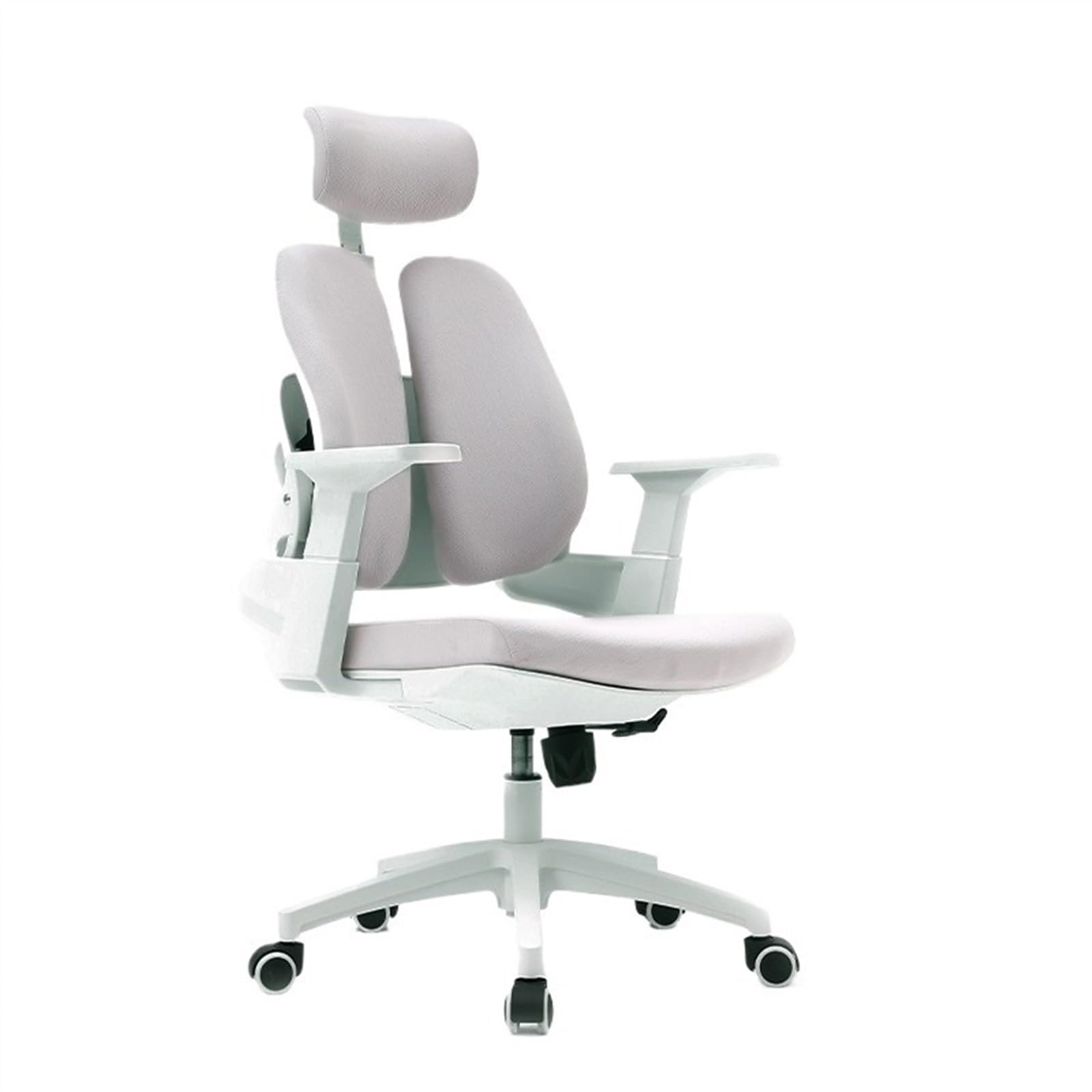 Bürostühle Ergonomischer Bürostuhl mit hoher Rückenlehne, Schreibtischstuhl mit Rollen, Chefsessel mit Drehfunktion und verstellbarer Armlehne, Lordosenstütze und Kopfstütze Schreibtischstuhl(Grigio)