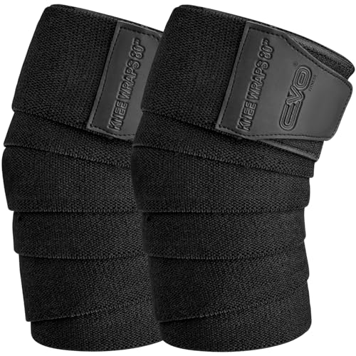 EVO Fitness Kniebandagen für Gewichtheben, 203,2 cm, Kniebandagen, Gewichtheben, für Damen und Herren, für Kniebeugen, Bandage, Beinpresse, Kreuzheben, Kniebandage, Fitnessstudio, Kniestütze,