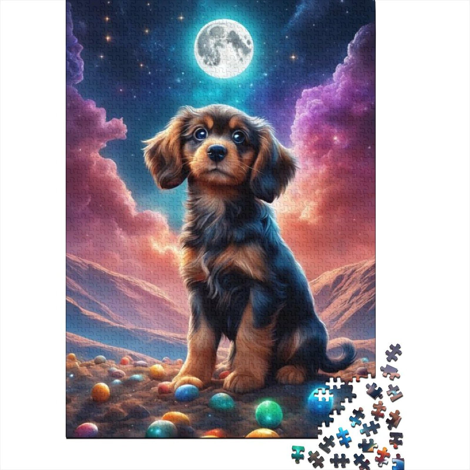 Animal Fantasy Dog Puzzle für Erwachsene, 1000 Teile, Holzpuzzle für Erwachsene und Jugendliche ab 12 Jahren (Größe 75 x 50 cm)