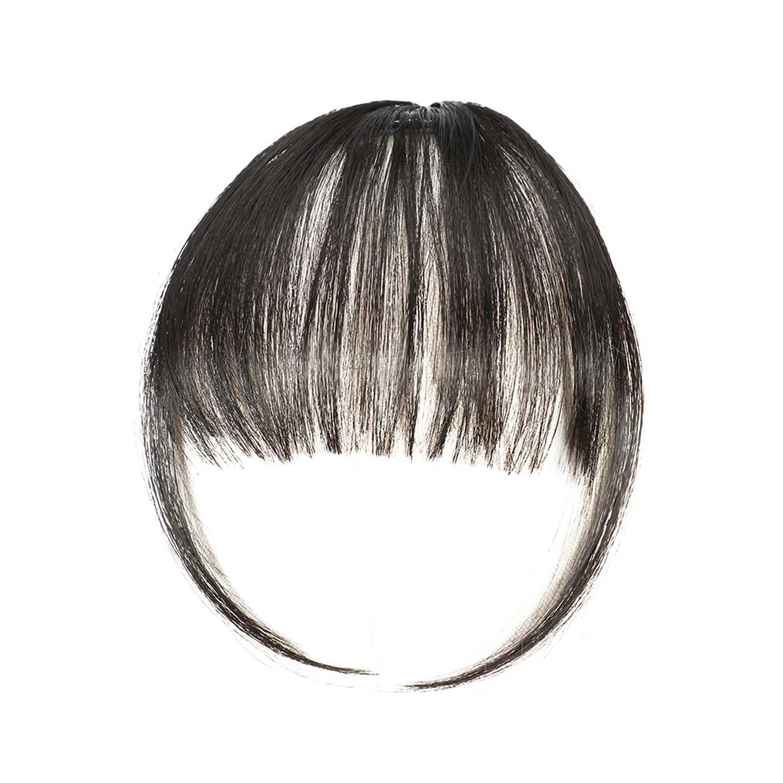 Pony Extension für Damen Clip-in-Pony-Erweiterungen, Schwarz, Dunkelbraun, Clip-on-Fransen-Pony mit schönem Netz, natürlicher, flacher, ordentlicher Pony mit Bügeln for Damen Fringe Bangs(P)