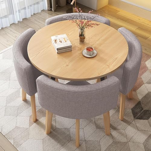 Rundes/quadratisches Esstisch-Set mit Stühlen, moderner Konferenztisch und 4 Stühle-Set, Empfangstisch und Stuhl-Kombination, Küchentisch-Set aus Holz für 4 Personen für Wohnzimmer und Esszi