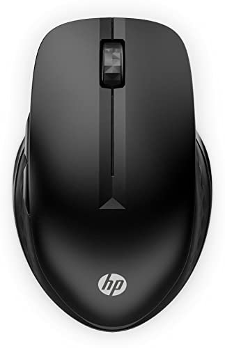 HP 430 Kabellose Maus mit mehreren Geräten (4.000 PPP, 4 Tasten, 2 USB-A oder Bluetooth, 24 Monate Batterie, 1 AA, Windows 10/MacOS 10.15), Schwarz