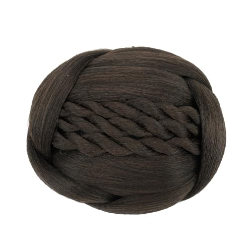 Haarteil Synthetisches Haar, geflochtener Chignon, schwarzer Clip im Haarknoten, Donut-Haarabdeckung, Haargummis, Zubehör, Haarteile mit Rollen Haarverlängerung(Chocolate Brown)