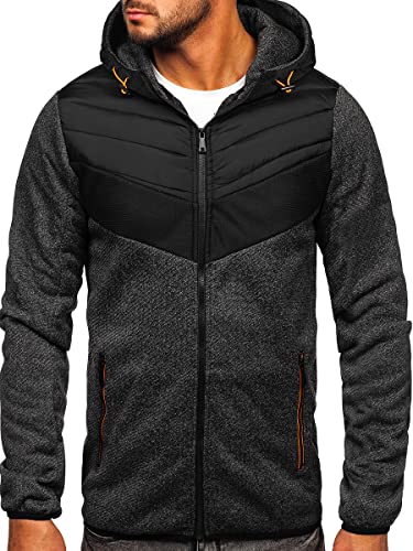 BOLF Herren Übergangsjacke Steppjacke Daunen-Optik Casual Elegant Leichte Frühlings Jacket Moderne Männer Jacke BKS2153 Schwarz-Orange XL [4D4]